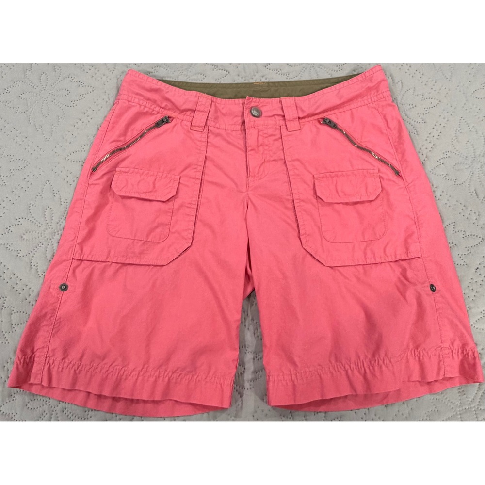 Athleta Coastal Trail Cargo Shorts Coral Pink Size 2 Utility Roll Tab
